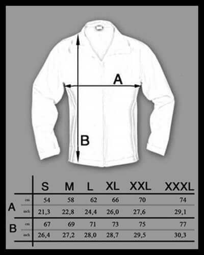 windbreaker size chart