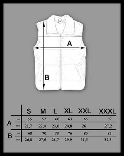 Vest size chart
