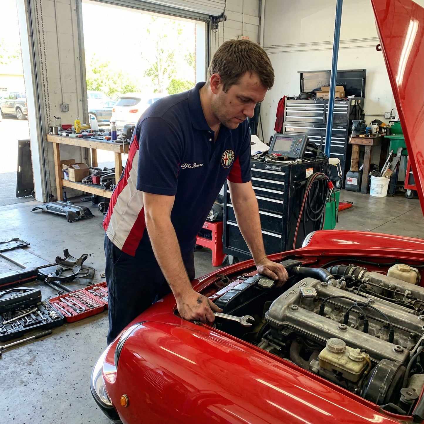 New Polo Shirt Alfa Romeo Power Motorsport, embroidered emblems, S-3XL