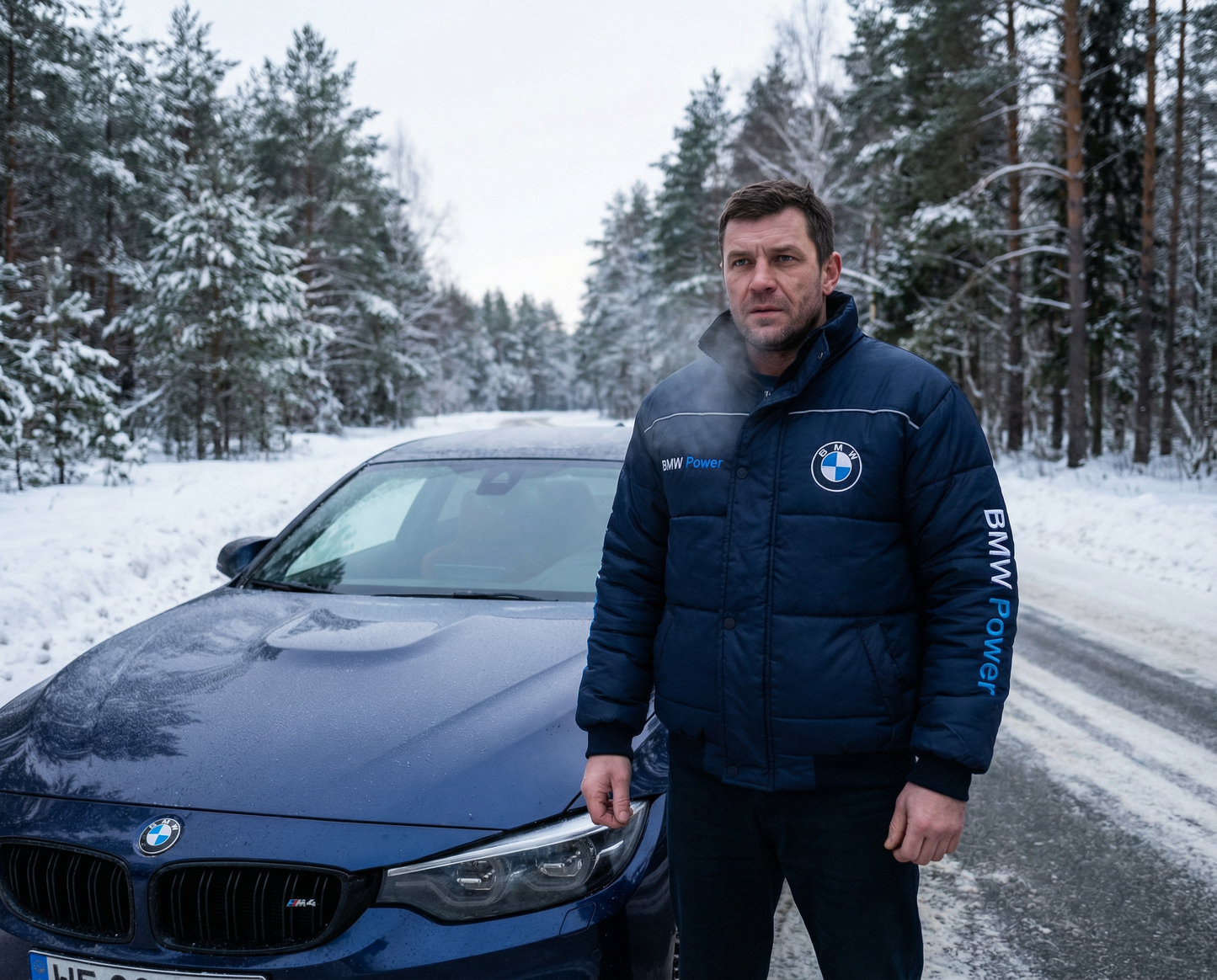 Neu Winter Jacke BMW Power Motorsport, gestickte Embleme, S-3XL