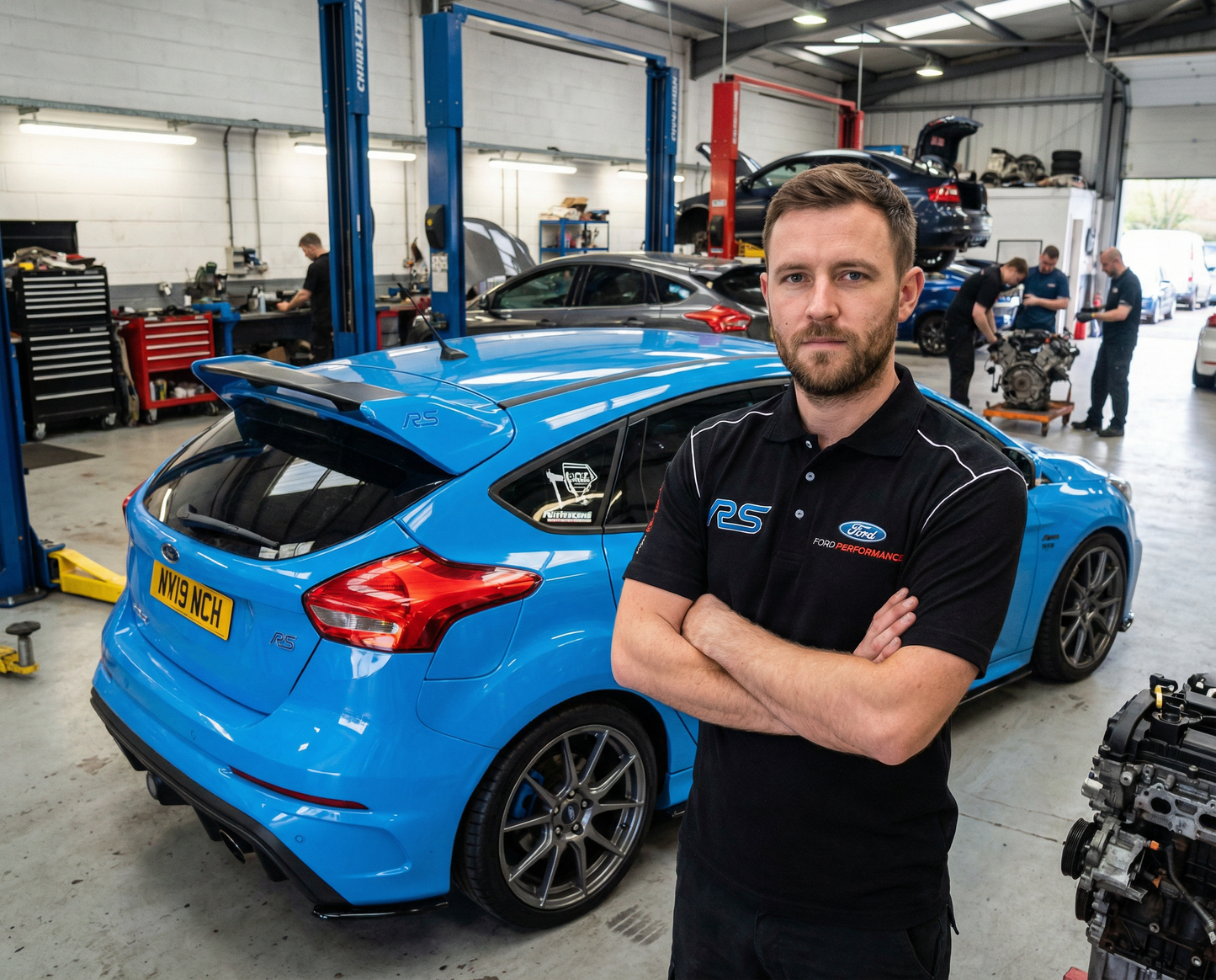 New Polo Shirt Ford RS Power Motorsport, embroidered emblems, S-3XL