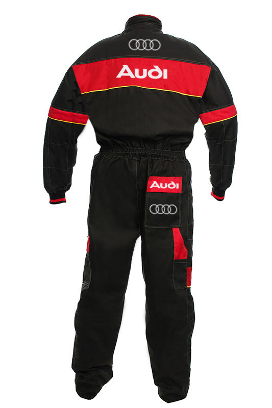 Audi RS Motorsport Work Wear Overall – Embroidered Emblems | Durable Mechanic Coverall Suit