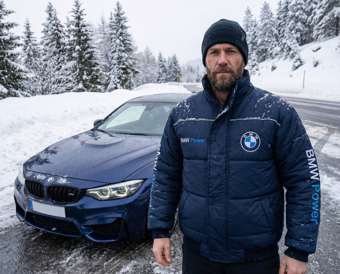 Neu Winter Jacke BMW Power Motorsport, gestickte Embleme, S-3XL