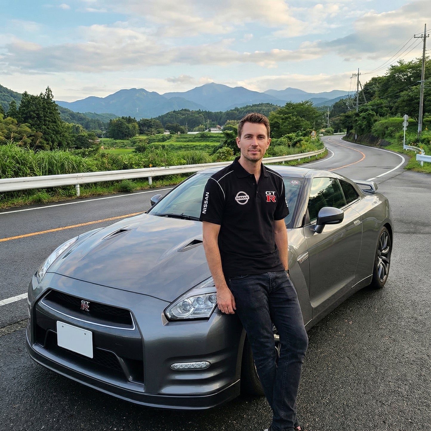 New Polo Shirt Nissan GTR Power Motorsport, embroidered emblems, S-3XL