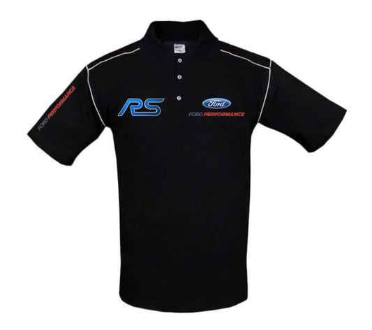 New Polo Shirt Ford RS Power Motorsport, embroidered emblems, S-3XL