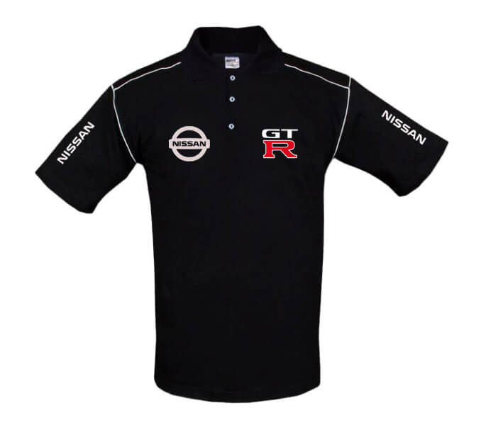 New Polo Shirt Nissan GTR Power Motorsport, embroidered emblems, S-3XL