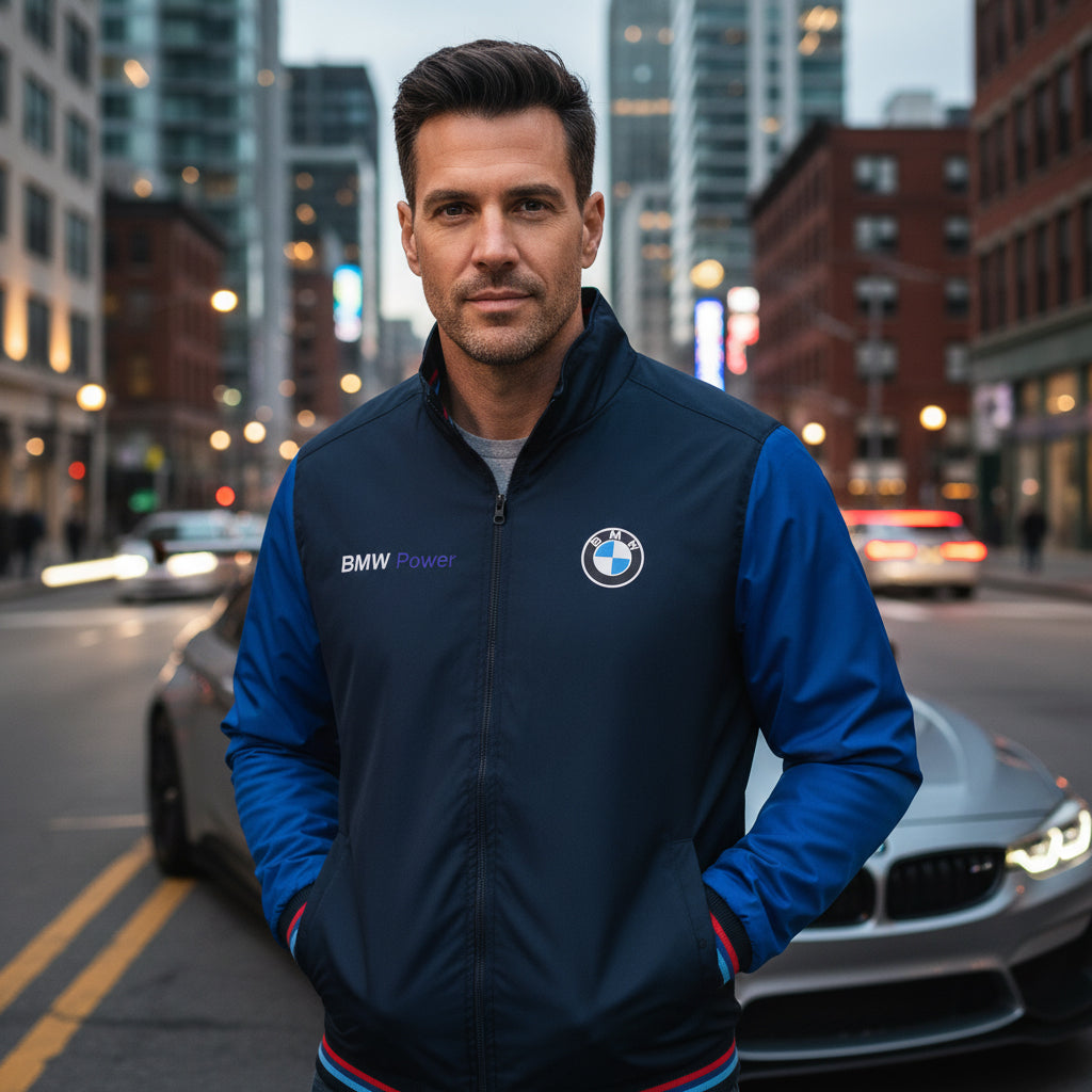 BMW Power Motorsport Bomber Jacket – Embroidered Logos | Performance Racing Style
