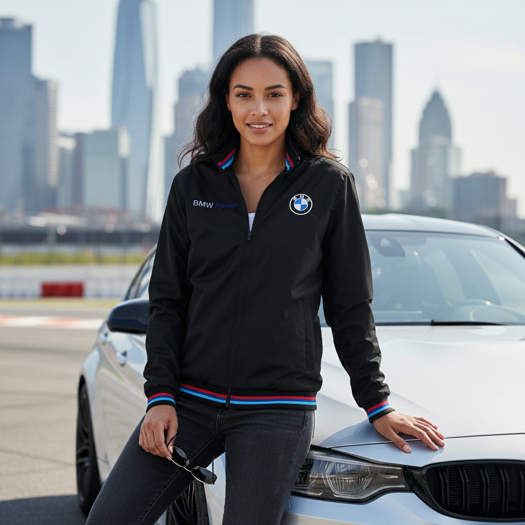 BMW Power Motorsport Bomber Jacket – Embroidered Logos | Racing-Inspired Apparel (S-3XL)