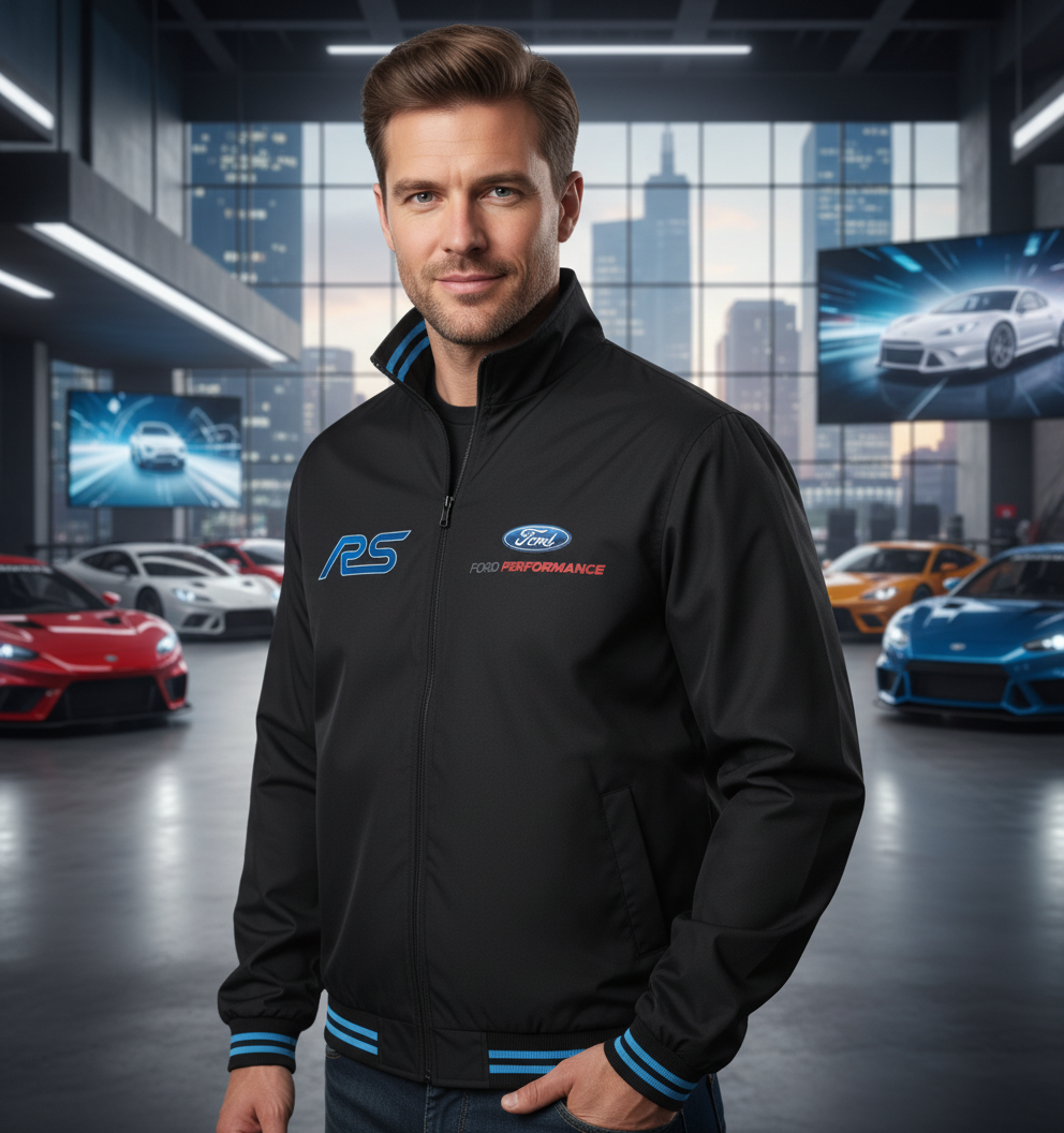 Neu Bomber jacke Ford RS Power Motorsport, gestickte Embleme, S-3XL