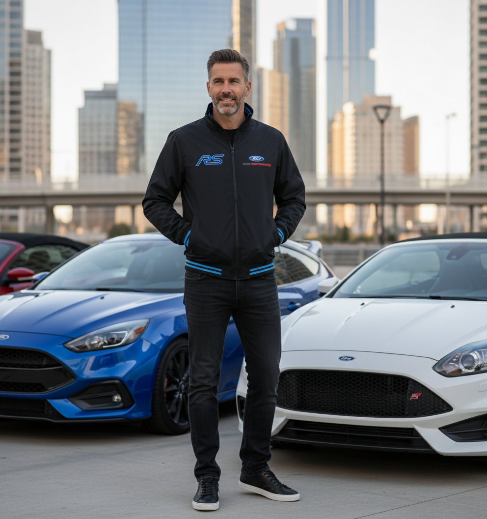 Neu Bomber jacke Ford RS Power Motorsport, gestickte Embleme, S-3XL