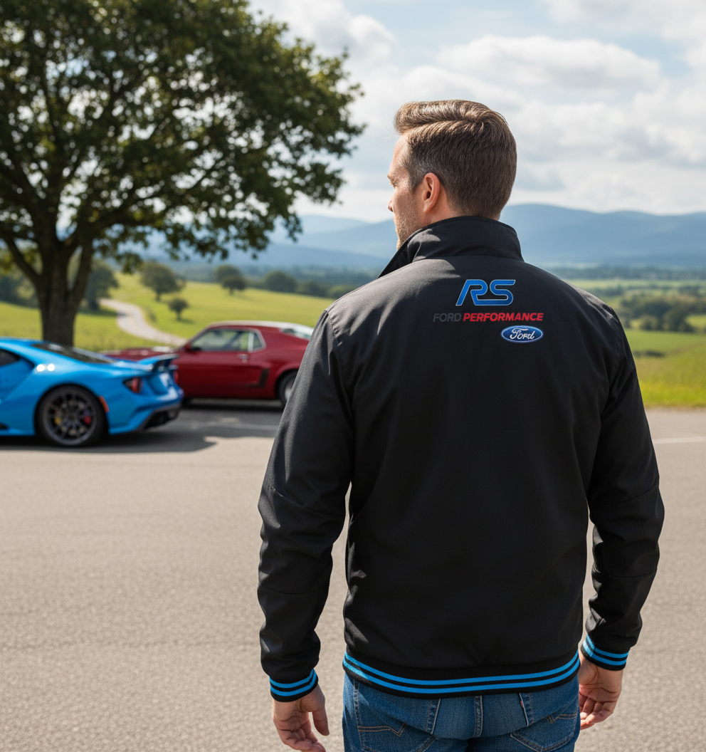 Neu Bomber jacke Ford RS Power Motorsport, gestickte Embleme, S-3XL