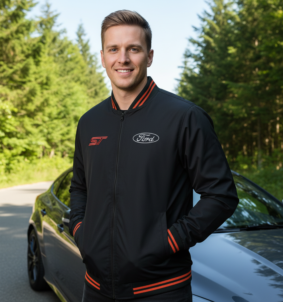 Ford ST Power Motorsport Bomber Jacket – Embroidered Racing Jacket, Sizes S-3XL