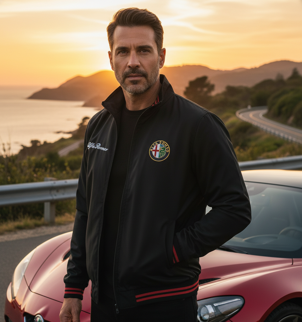 Neu Bomber jacke Alfa Romeo Power Motorsport, gestickte Embleme, S-3XL