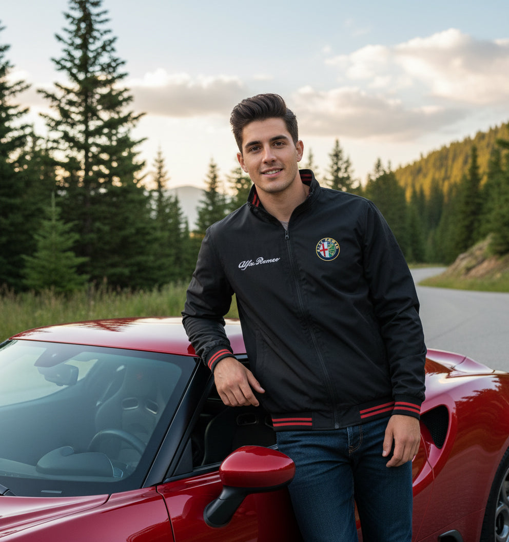 Neu Bomber jacke Alfa Romeo Power Motorsport, gestickte Embleme, S-3XL