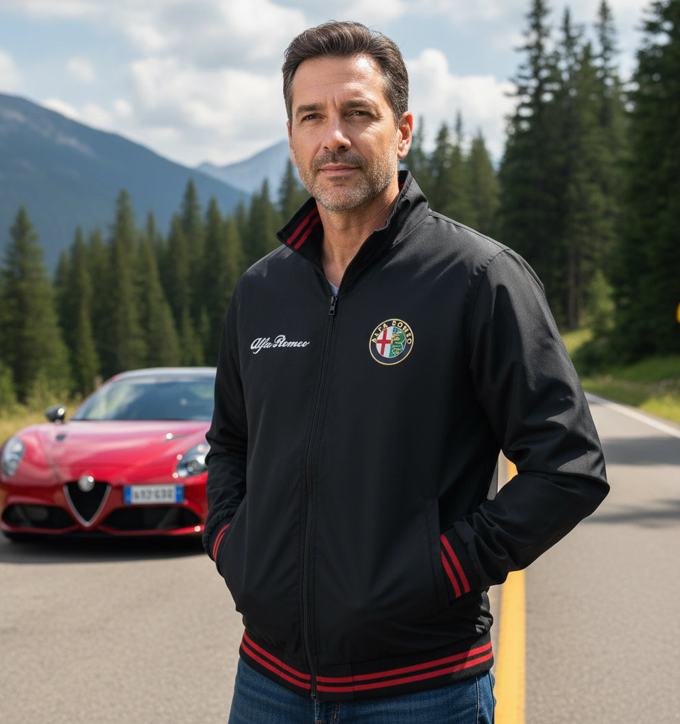 Neu Bomber jacke Alfa Romeo Power Motorsport, gestickte Embleme, S-3XL