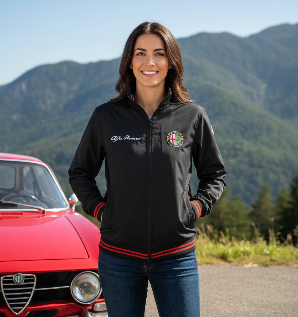 Neu Bomber jacke Alfa Romeo Power Motorsport, gestickte Embleme, S-3XL