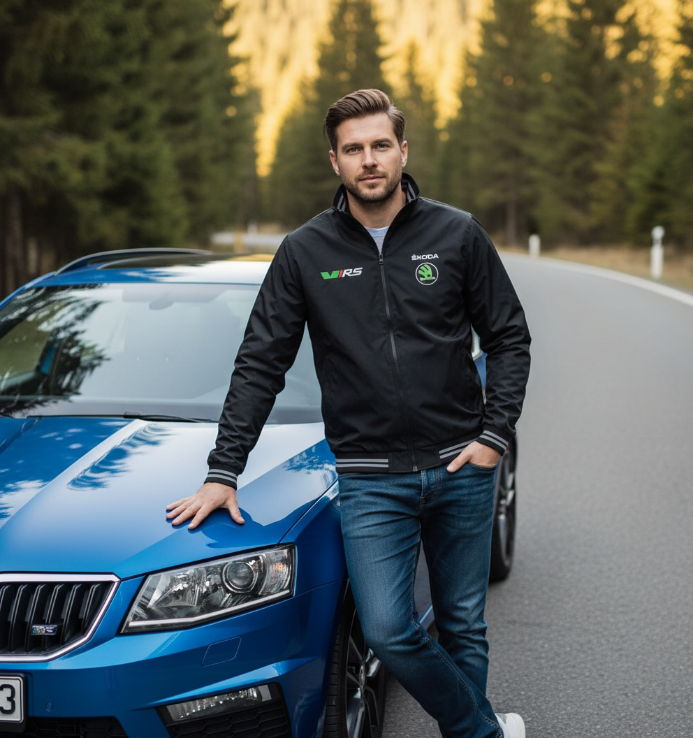 Skoda vRS Power Motorsport Bomber Jacket men – Embroidered Racing Logo | Performance Streetwear (S-3XL)
