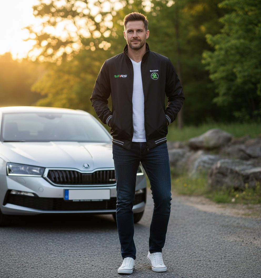 Skoda vRS Power Motorsport Bomber Jacket men – Embroidered Racing Logo | Performance Streetwear (S-3XL)