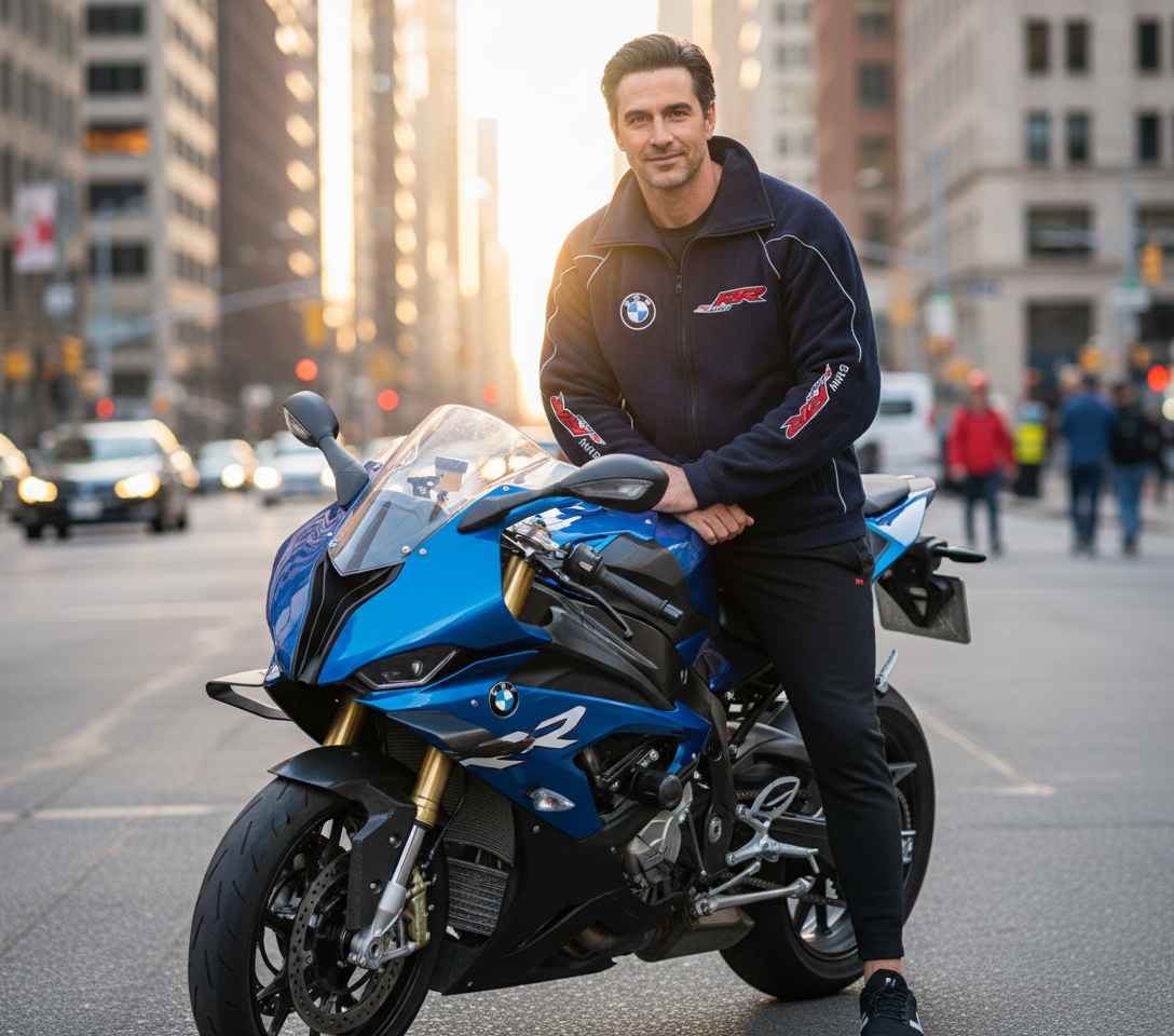 New BMW S1000RR Motorsport Fleece Jacket with Embroidered Emblems in Blue