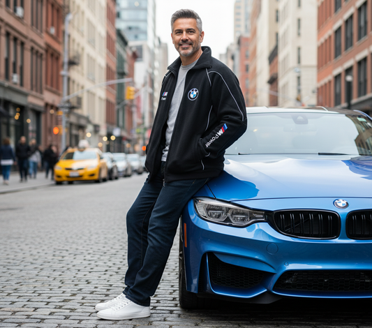 New BMW Jacket Fleece Mens M Power in Black embroidered Fabric Wear