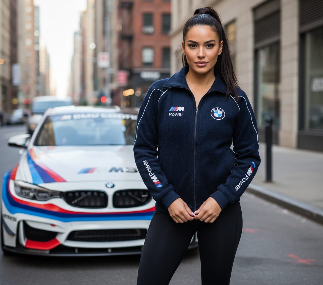 New BMW Jacket Fleece Mens M Power Dark Blue embroidered sweatshirts