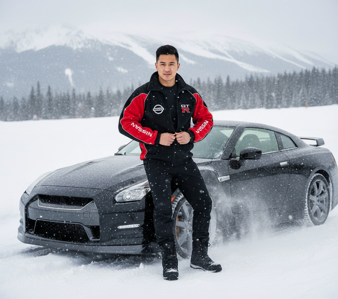 New Fleece Jacket Nissan GTR Power Motorsport, embroidered emblems, S-3XL