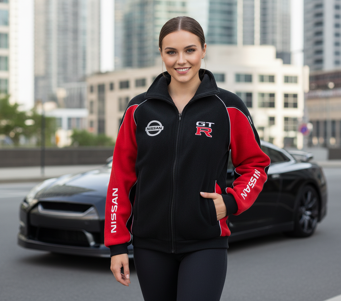 New Fleece Jacket Nissan GTR Power Motorsport, embroidered emblems, S-3XL