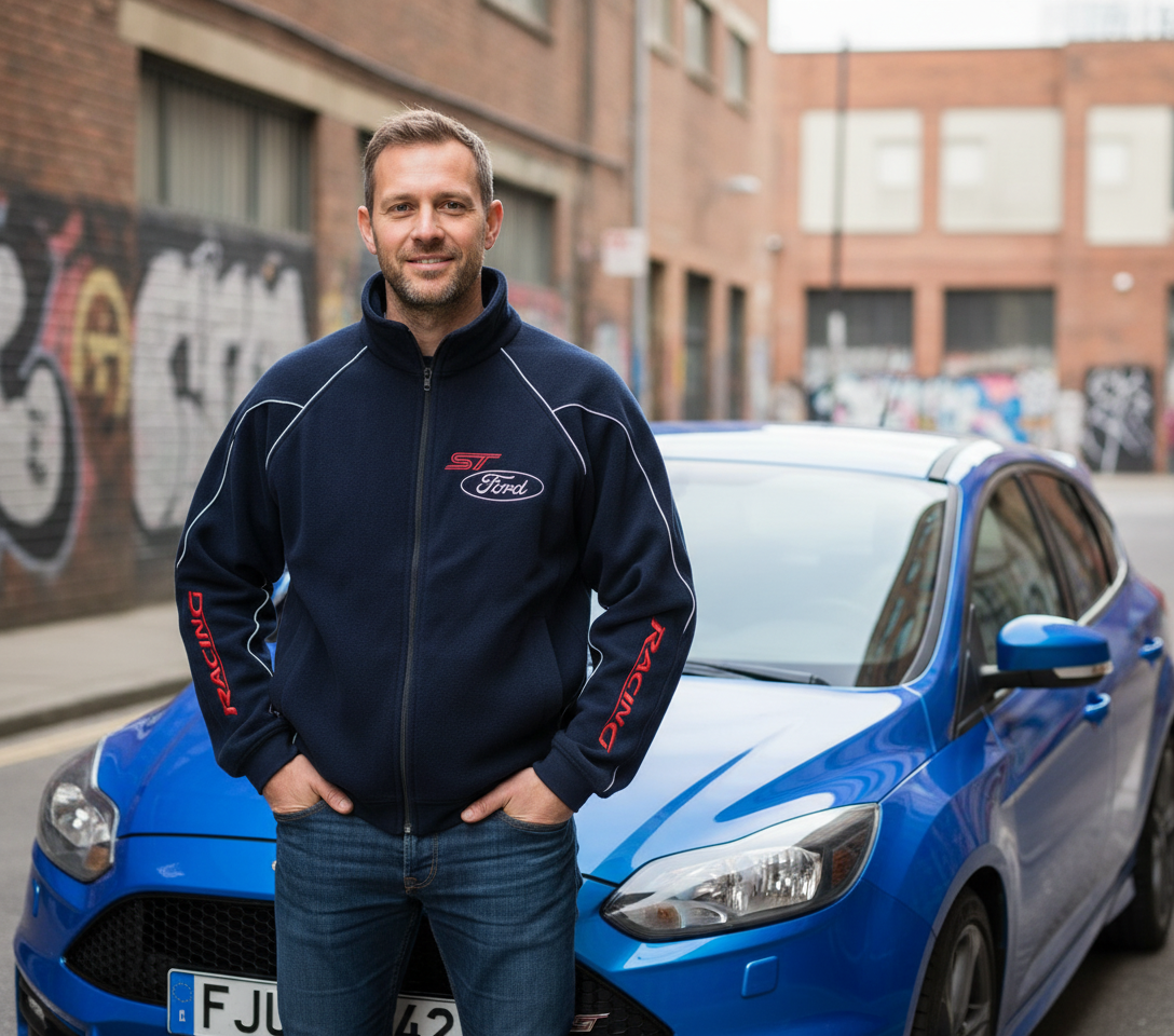 Ford ST Dark Blue Mens Fleece Jacket Embroidered Top