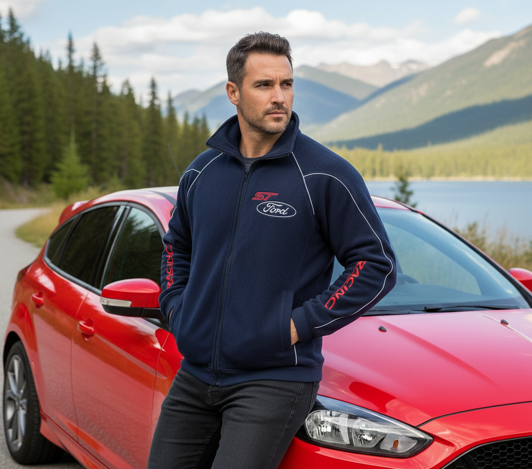 Ford ST Dark Blue Mens Fleece Jacket Embroidered Top