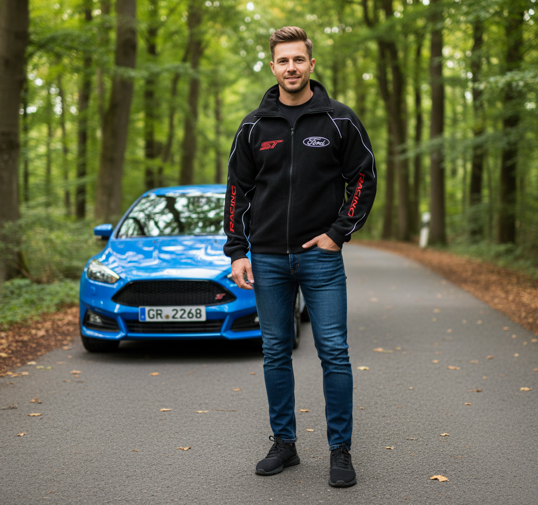 New Ford ST Mens Fleece Jacket Motorsport with embroidered emblems