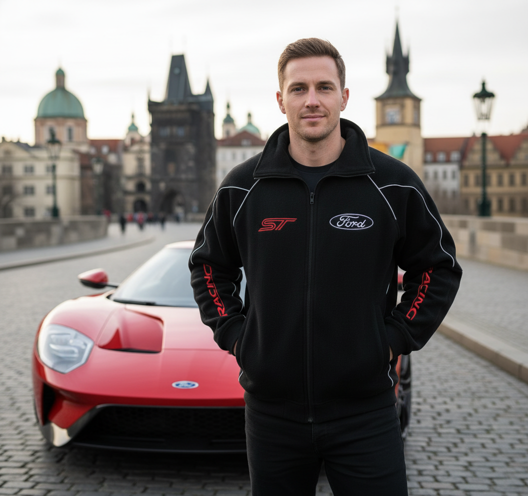 New Ford ST Mens Fleece Jacket Motorsport with embroidered emblems