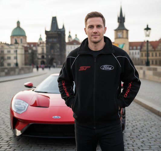 New Ford ST Mens Fleece Jacket Motorsport with embroidered emblems