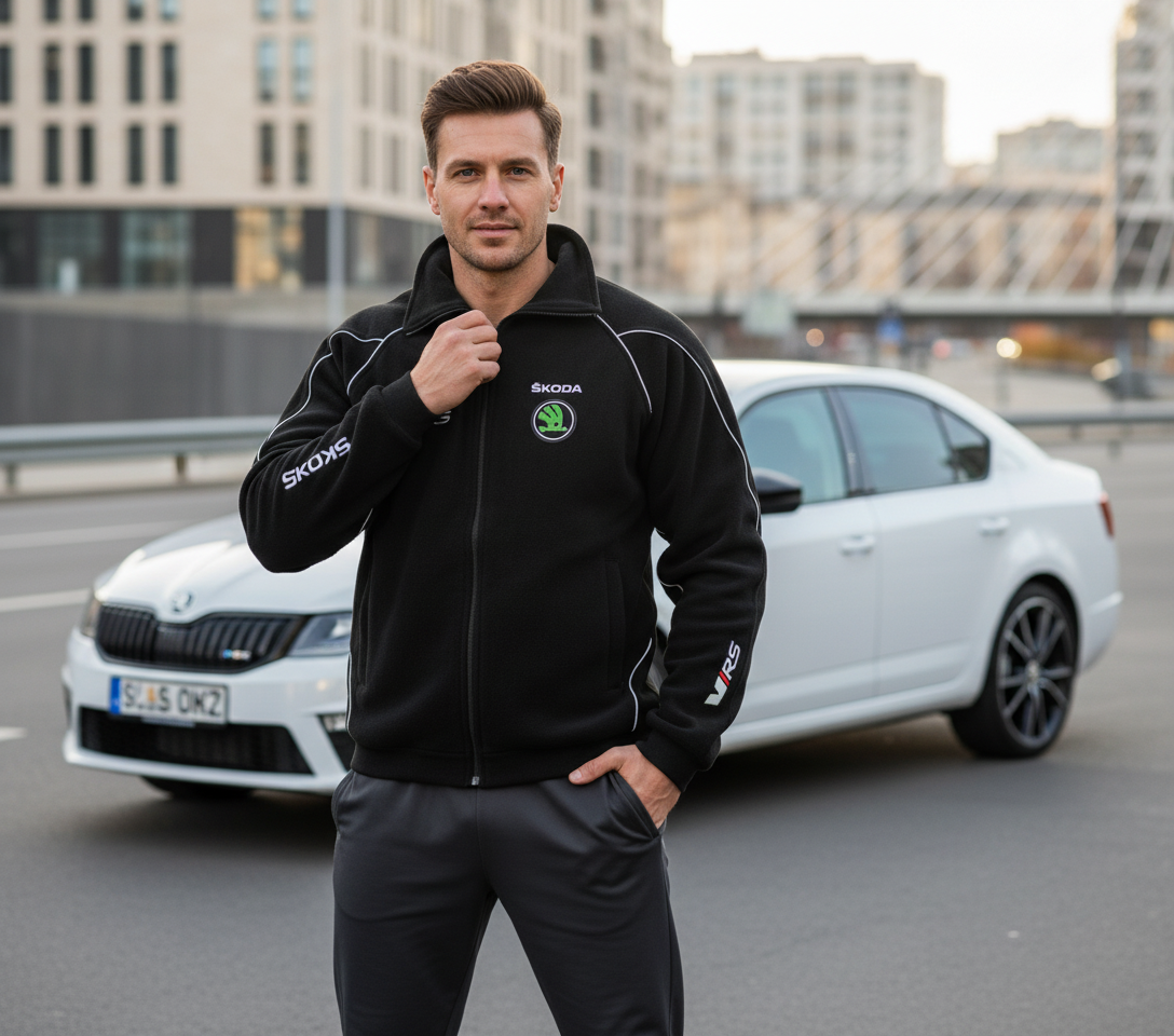 New Fleece Jacket Skoda vRS Motorsport with embroidered logos - Racewear24 