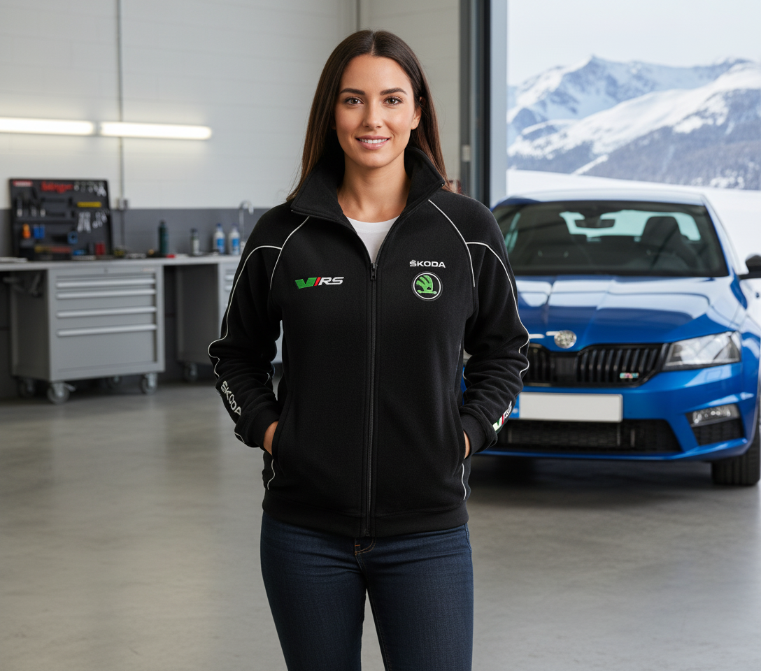 New Fleece Jacket Skoda vRS Motorsport with embroidered logos - Racewear24 