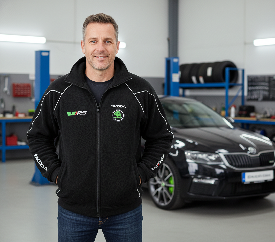New Fleece Jacket Skoda vRS Motorsport with embroidered logos - Racewear24 