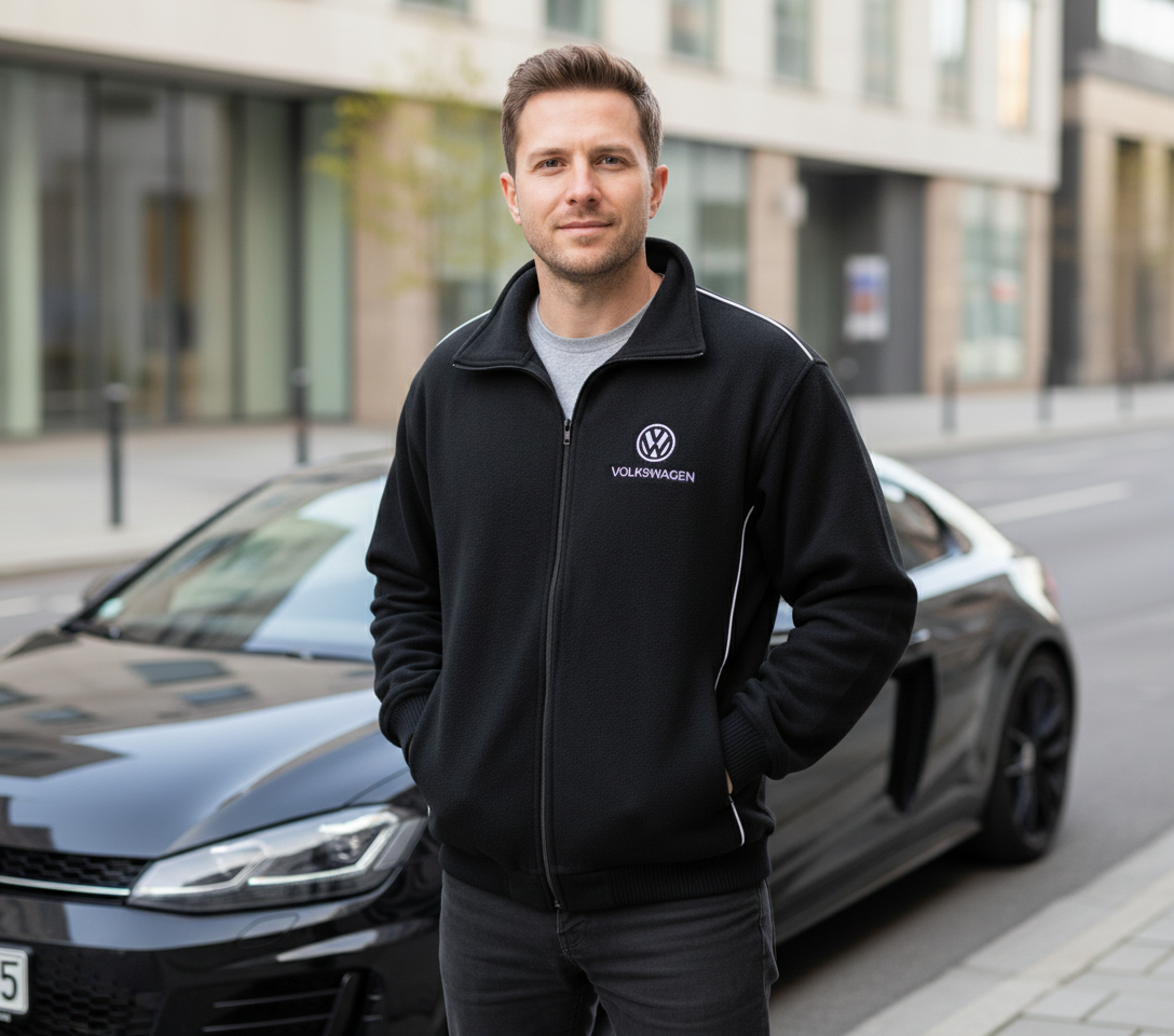 Jetzt kaufen Neue Fleecejacke mit VW Motorsport-Emblemen, S-3XL