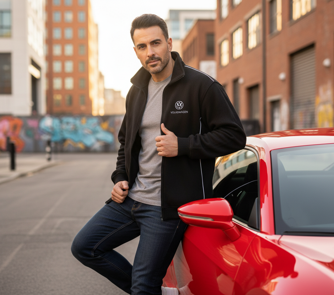 Jetzt kaufen Neue Fleecejacke mit VW Motorsport-Emblemen, S-3XL