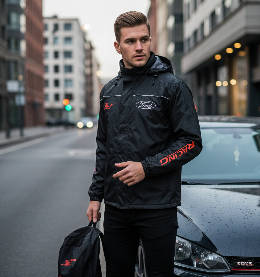 Ford ST Power Motorsport Windbreaker Jacket – Lightweight Embroidered Racing Fan Gear