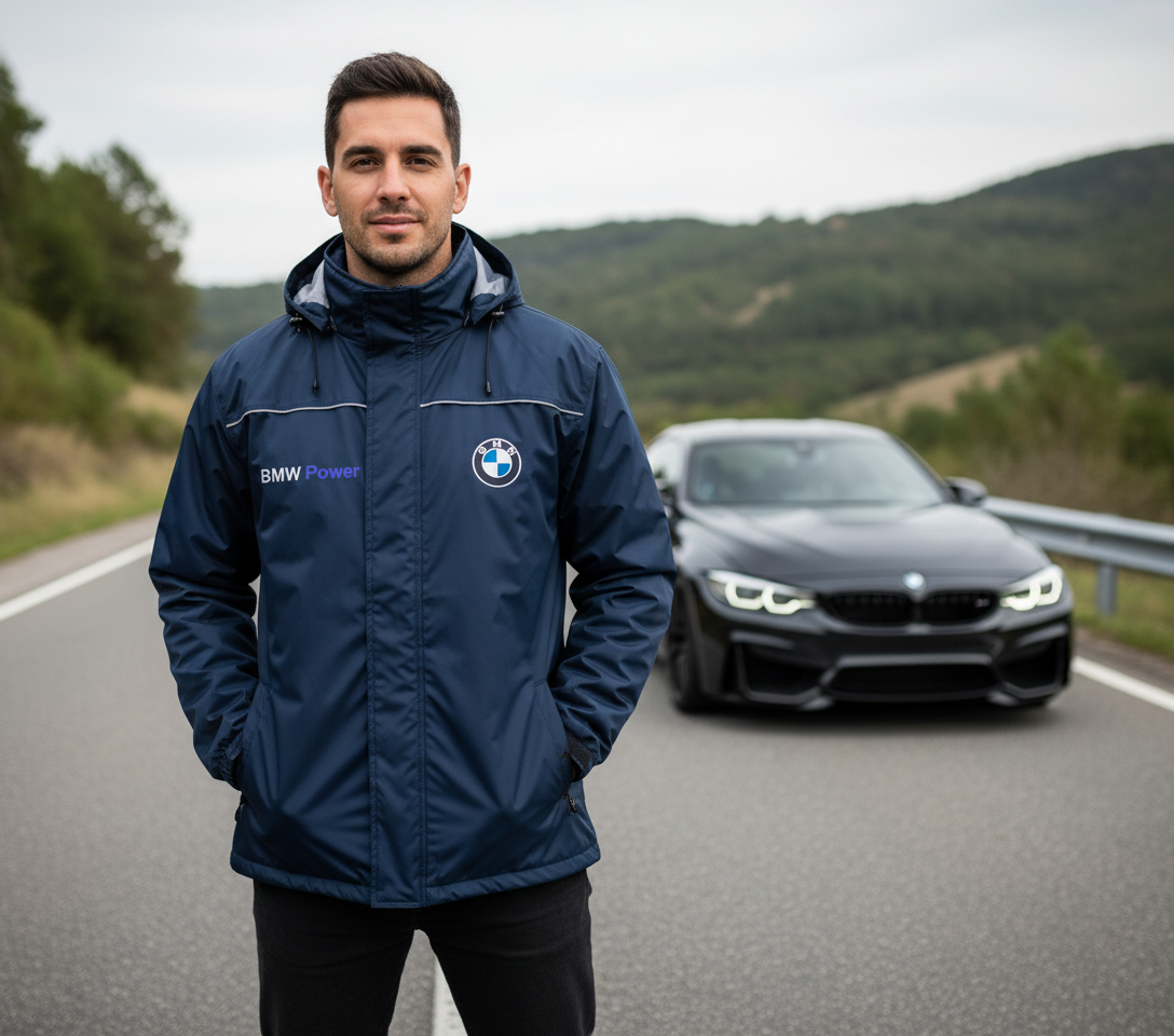 BMW Power Motorsport Windbreaker Jacket – Embroidered Lightweight Racing Apparel