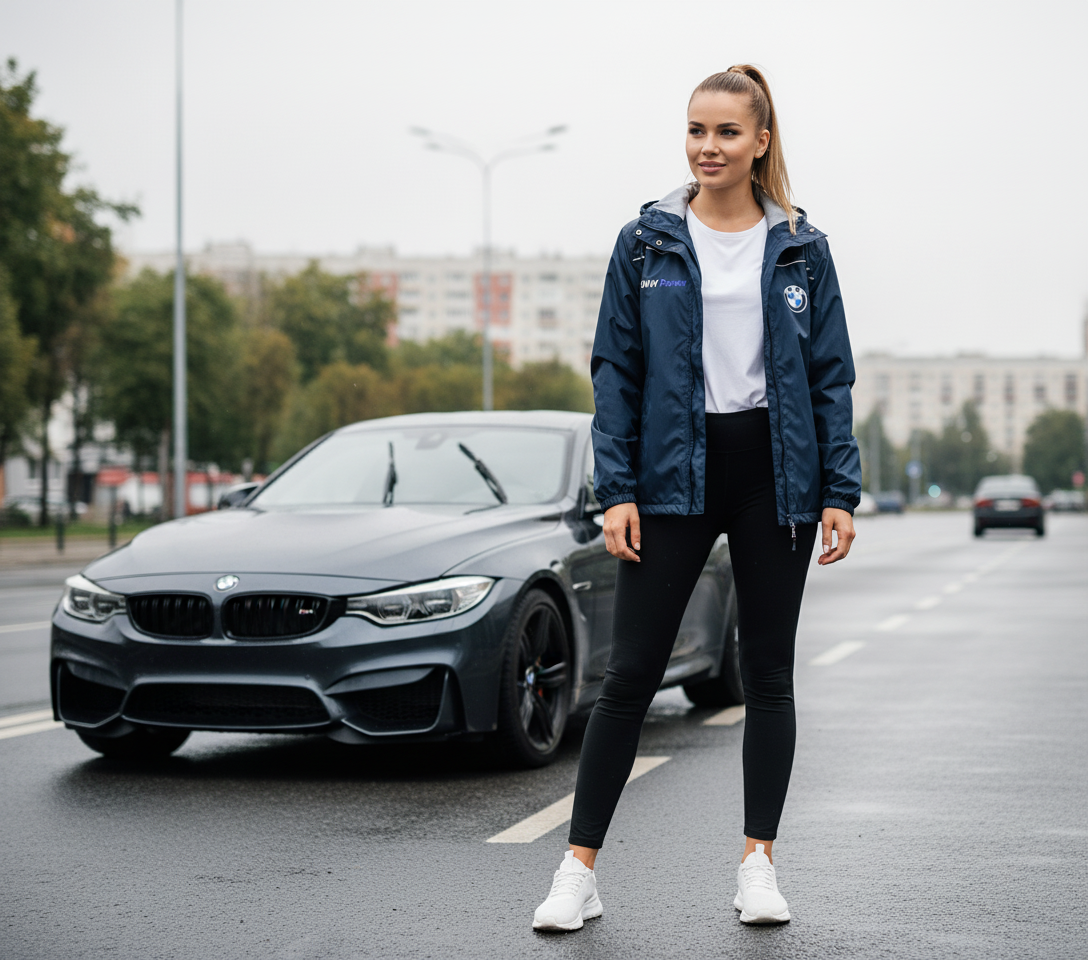 BMW Power Motorsport Windbreaker Jacket – Embroidered Lightweight Racing Apparel