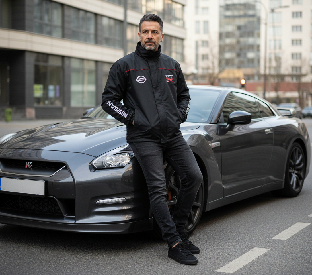 Neu Windjacke Nissan GTR Power Motorsport, gestickte Embleme, S-3XL