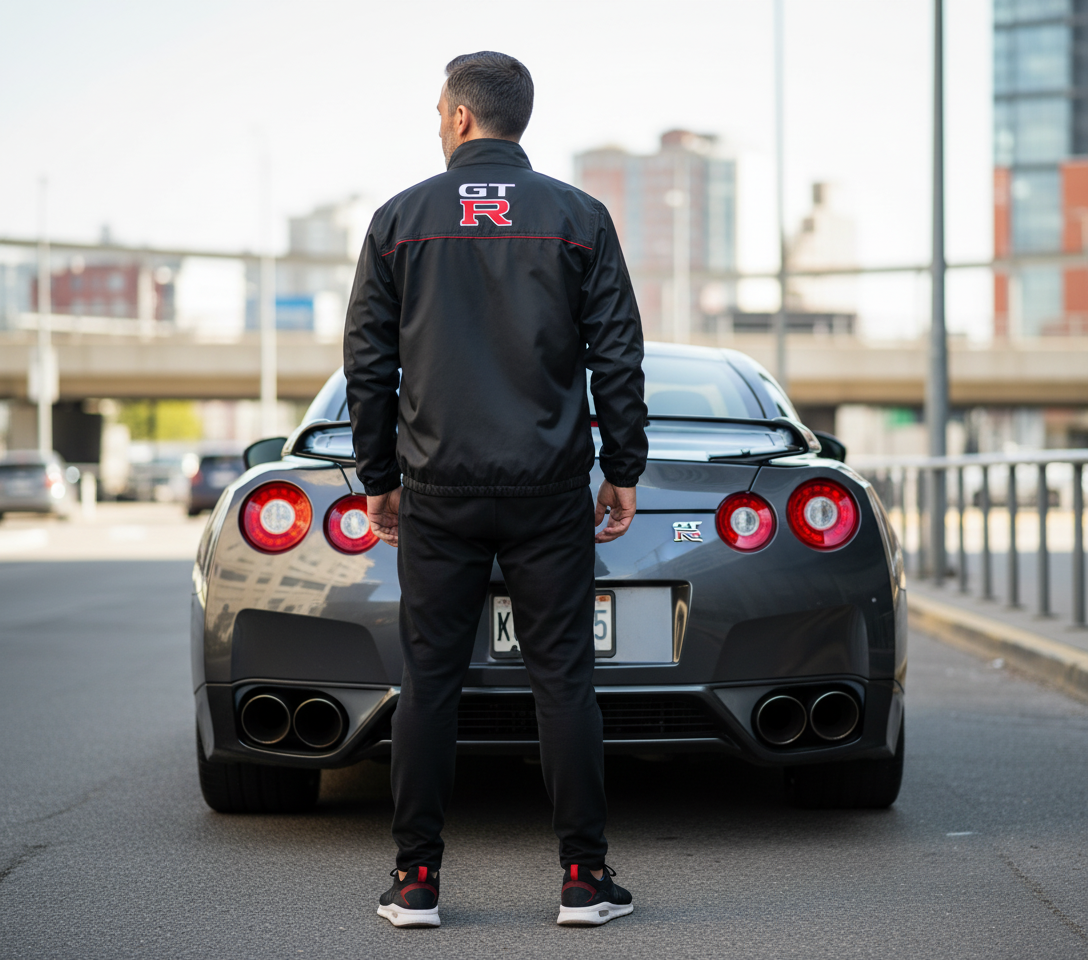 Neu Windjacke Nissan GTR Power Motorsport, gestickte Embleme, S-3XL