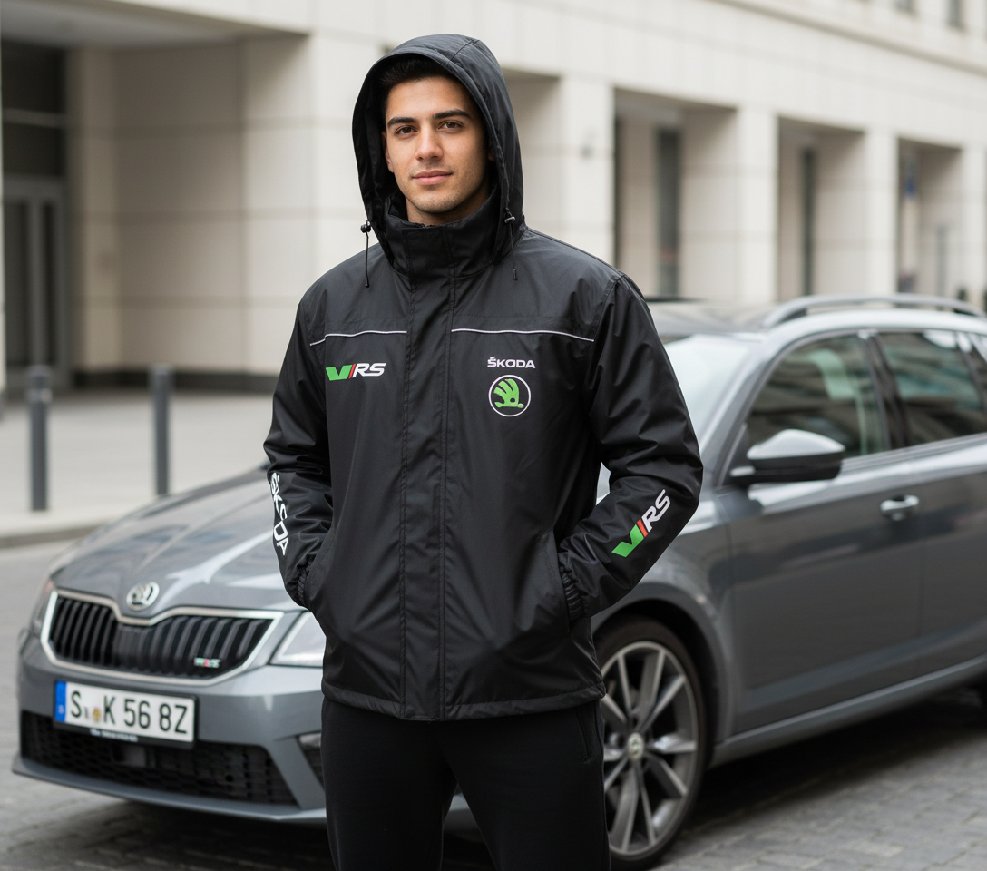 Skoda vRS Power Motorsport Windbreaker Jacket – Embroidered Performance Racing Gear