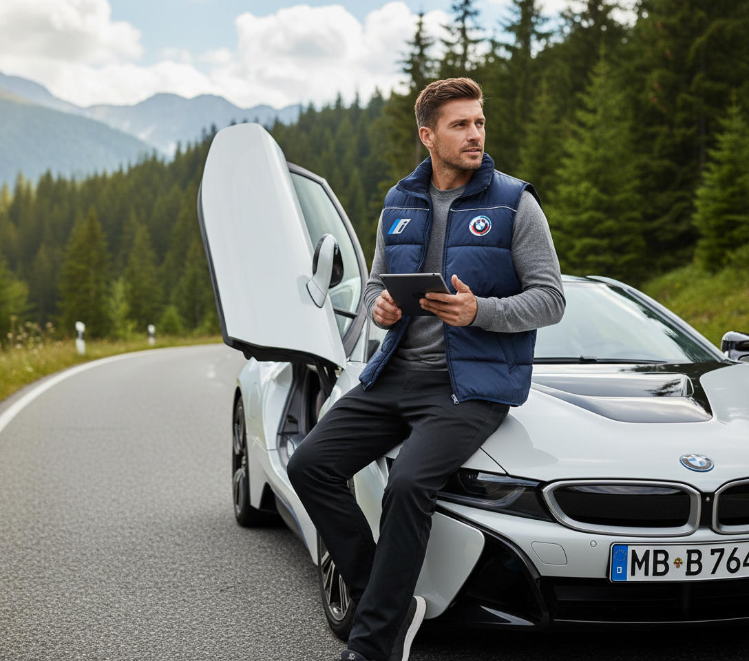 New BMW i E-Drive Sport Mens Vest Jacket – Embroidered Emblems | Lightweight Electric Performance Style