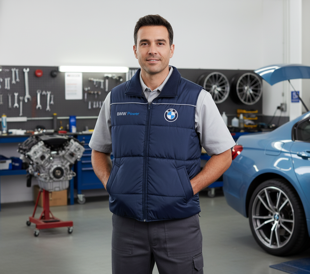 Neu Weste jacke BMW Power Motorsport, gestickte Embleme, S-3XL