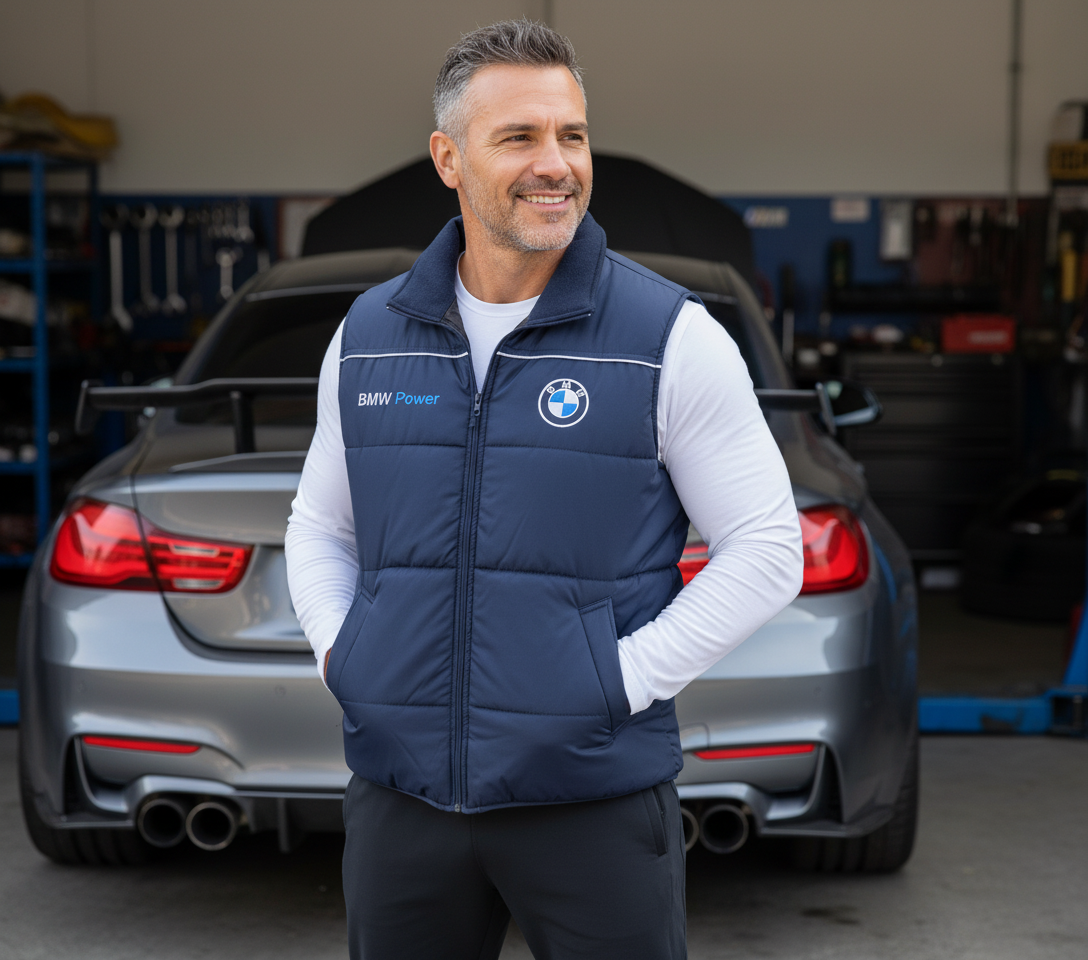 Neu Weste jacke BMW Power Motorsport, gestickte Embleme, S-3XL