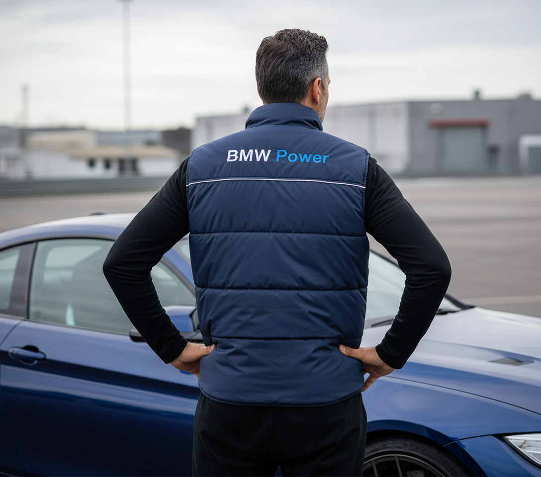 Neu Weste jacke BMW Power Motorsport, gestickte Embleme, S-3XL