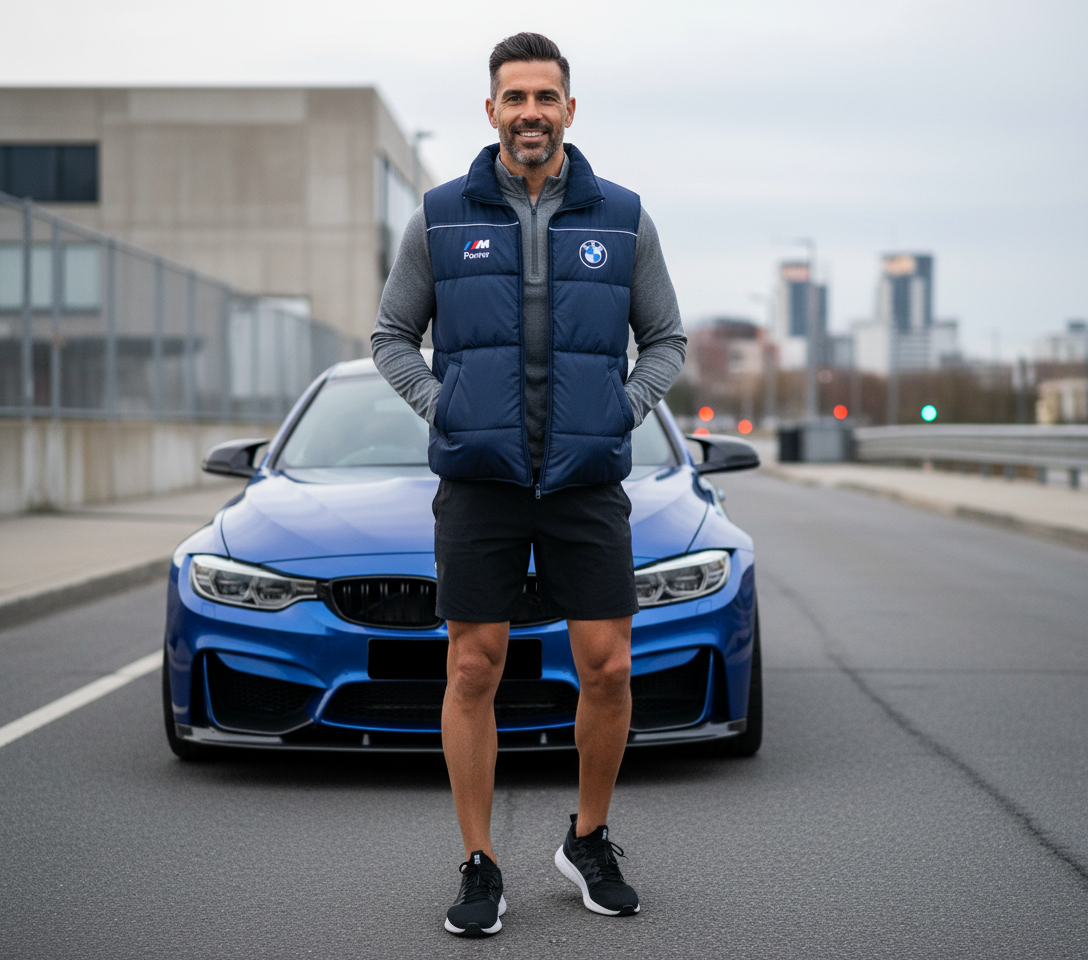 BMW M Power Motorsport Dark Blue Vest Jacket – Embroidered Badges, Sizes S–3XL