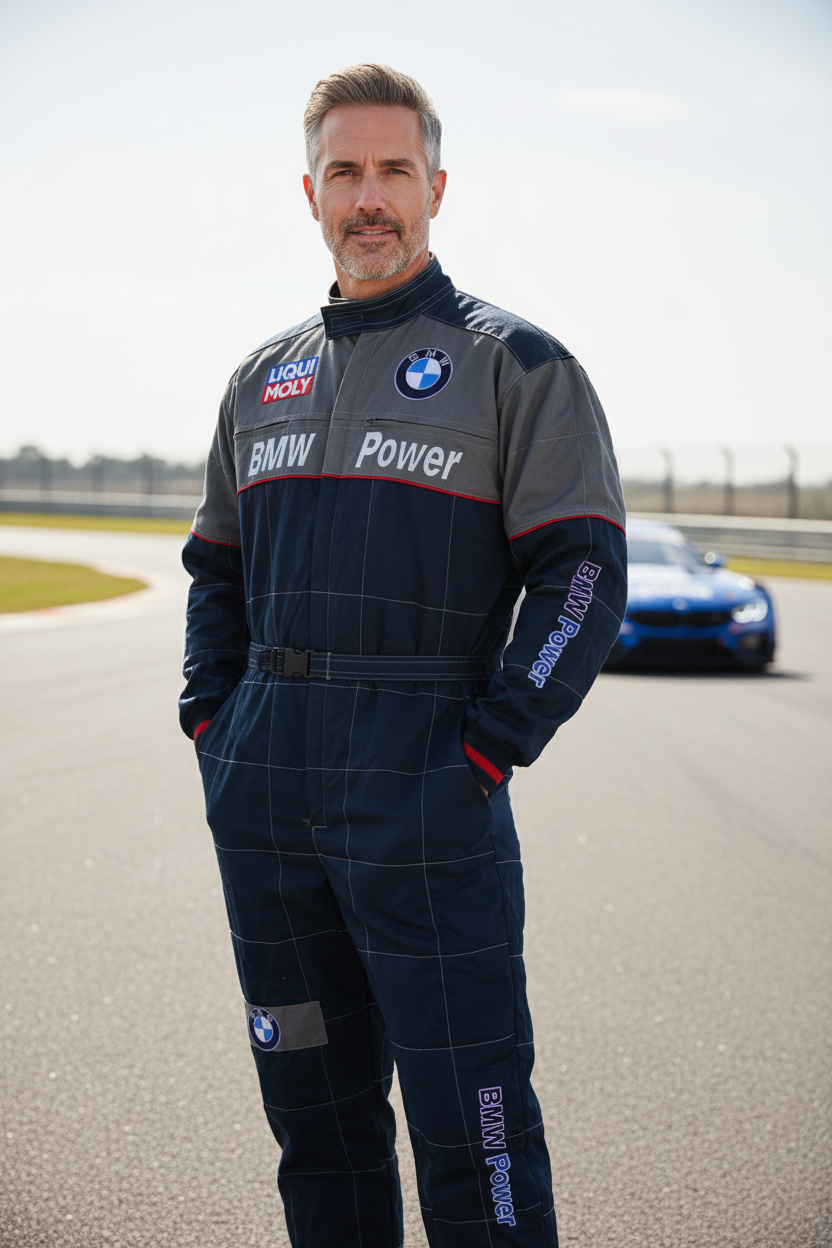 Neu Arbeitskleidung Overall BMW Power Motorsport, gestickte Embleme, S-3XL