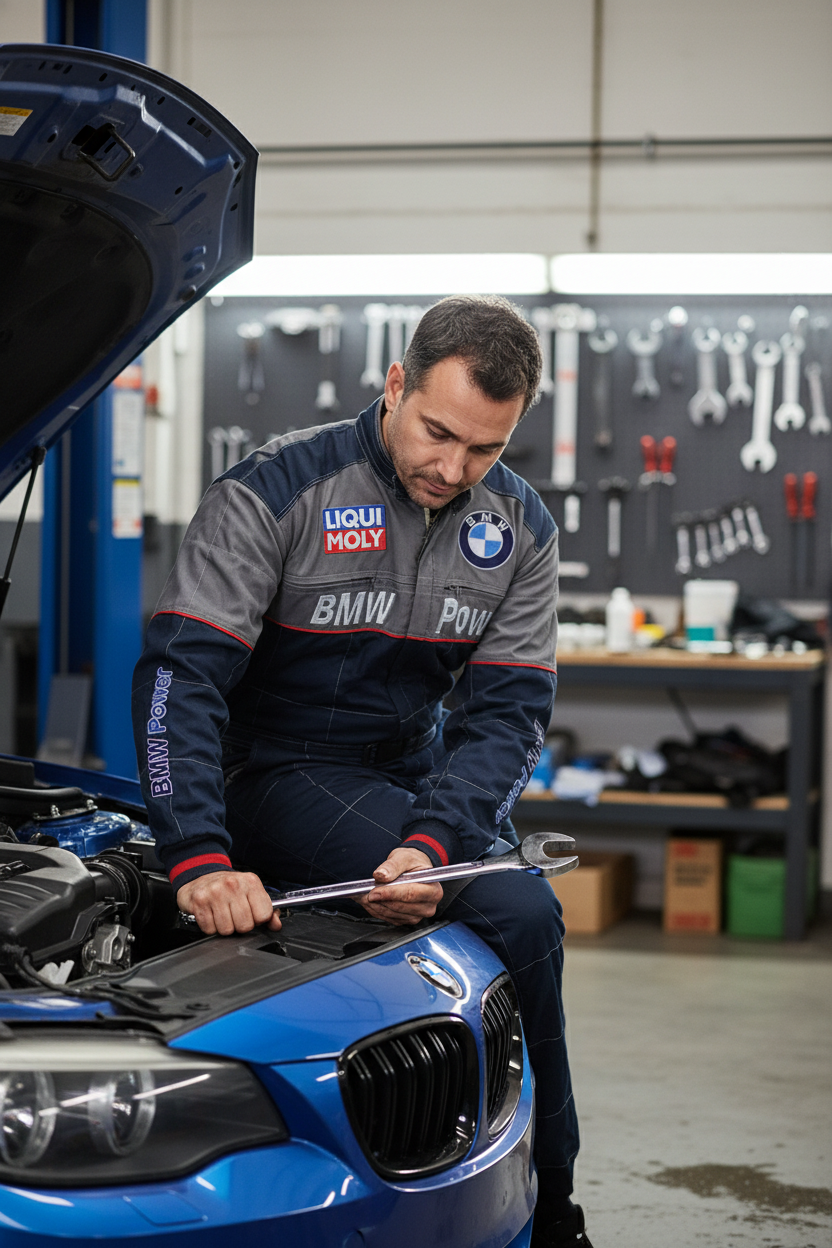 Neu Arbeitskleidung Overall BMW Power Motorsport, gestickte Embleme, S-3XL